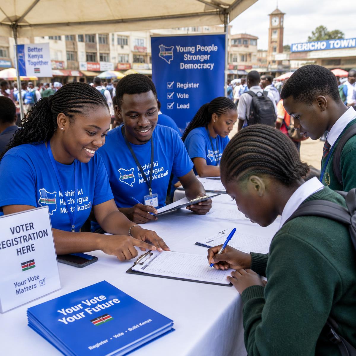 Gen Z and millennial volunteers registering voters